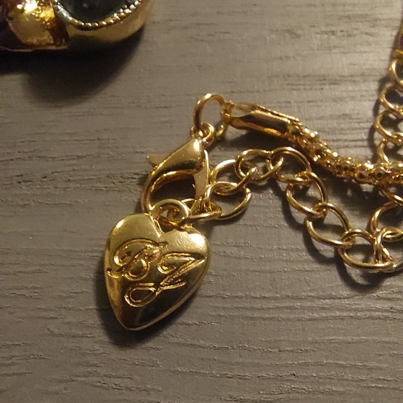 Betsey Johnson Gold Toned Blue Rhinestone Teddy Bear Red Heart Pendant Necklace - Picture 15 of 17